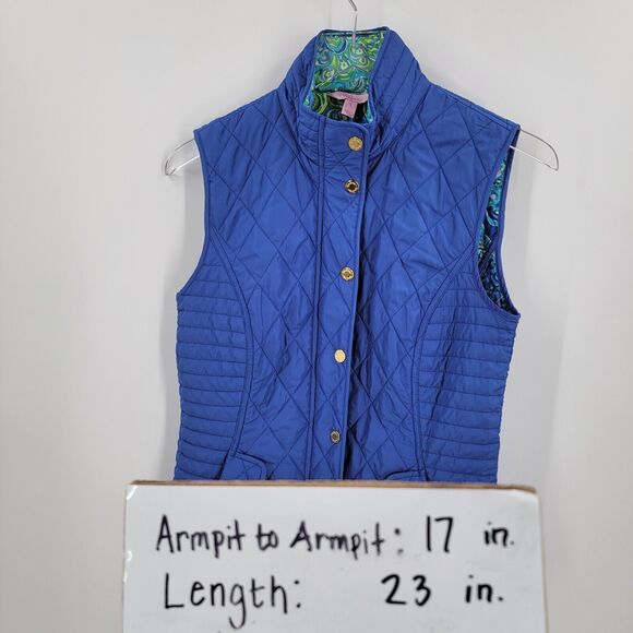 Lilly Pulitzer Blake Quilted Vest Iris Blue Size Small Pockets - Picture 5 of 16